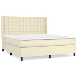 vidaXL Boxspringbett mit Matratze Creme 180x200 cm Kunstleder