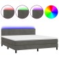 vidaXL Boxspringbett mit Matratze & LED Dunkelgrau 180x200 cm Samt vidaXL Boxspringbett mit Matratze & LED Dunkelgrau 180x200 cm Samt