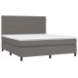 vidaXL Boxspringbett mit Matratze & LED Grau 160x200 cm Kunstleder vidaXL Boxspringbett mit Matratze & LED Grau 160x200 cm Kunstleder
