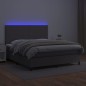 vidaXL Boxspringbett mit Matratze & LED Grau 160x200 cm Kunstleder vidaXL Boxspringbett mit Matratze & LED Grau 160x200 cm Kunstleder