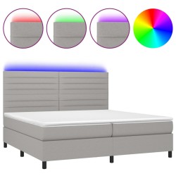 vidaXL Boxspringbett mit Matratze & LED Hellgrau 200x200 cm Stoff