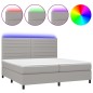 vidaXL Boxspringbett mit Matratze & LED Hellgrau 200x200 cm Stoff vidaXL Boxspringbett mit Matratze & LED Hellgrau 200x200 cm Stoff