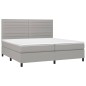 vidaXL Boxspringbett mit Matratze & LED Hellgrau 200x200 cm Stoff vidaXL Boxspringbett mit Matratze & LED Hellgrau 200x200 cm Stoff