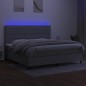 vidaXL Boxspringbett mit Matratze & LED Hellgrau 200x200 cm Stoff vidaXL Boxspringbett mit Matratze & LED Hellgrau 200x200 cm Stoff