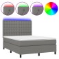 vidaXL Boxspringbett mit Matratze & LED Dunkelgrau 140x200 cm Stoff vidaXL Boxspringbett mit Matratze & LED Dunkelgrau 140x200 cm Stoff