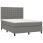 vidaXL Boxspringbett mit Matratze & LED Dunkelgrau 140x200 cm Stoff vidaXL Boxspringbett mit Matratze & LED Dunkelgrau 140x200 cm Stoff