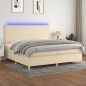 vidaXL Boxspringbett mit Matratze & LED Creme 200x200 cm Stoff vidaXL Boxspringbett mit Matratze & LED Creme 200x200 cm Stoff