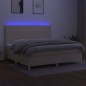 vidaXL Boxspringbett mit Matratze & LED Creme 200x200 cm Stoff vidaXL Boxspringbett mit Matratze & LED Creme 200x200 cm Stoff