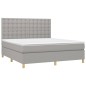 vidaXL Boxspringbett mit Matratze & LED Hellgrau 160x200 cm Stoff vidaXL Boxspringbett mit Matratze & LED Hellgrau 160x200 cm Stoff