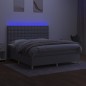 vidaXL Boxspringbett mit Matratze & LED Hellgrau 160x200 cm Stoff vidaXL Boxspringbett mit Matratze & LED Hellgrau 160x200 cm Stoff