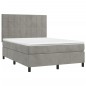 vidaXL Boxspringbett mit Matratze & LED Hellgrau 140x200 cm Samt vidaXL Boxspringbett mit Matratze & LED Hellgrau 140x200 cm Samt