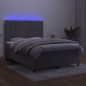 vidaXL Boxspringbett mit Matratze & LED Hellgrau 140x200 cm Samt vidaXL Boxspringbett mit Matratze & LED Hellgrau 140x200 cm Samt
