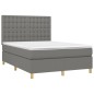vidaXL Boxspringbett mit Matratze & LED Dunkelgrau 140x190 cm Stoff vidaXL Boxspringbett mit Matratze & LED Dunkelgrau 140x190 cm Stoff