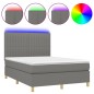 vidaXL Boxspringbett mit Matratze & LED Dunkelgrau 140x200 cm Stoff vidaXL Boxspringbett mit Matratze & LED Dunkelgrau 140x200 cm Stoff