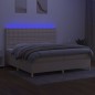 vidaXL Boxspringbett mit Matratze & LED Creme 200x200 cm Stoff vidaXL Boxspringbett mit Matratze & LED Creme 200x200 cm Stoff