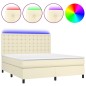 vidaXL Boxspringbett mit Matratze & LED Creme 160x200 cm Kunstleder vidaXL Boxspringbett mit Matratze & LED Creme 160x200 cm Kunstleder