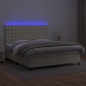 vidaXL Boxspringbett mit Matratze & LED Creme 160x200 cm Kunstleder vidaXL Boxspringbett mit Matratze & LED Creme 160x200 cm Kunstleder