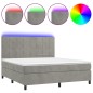 vidaXL Boxspringbett mit Matratze & LED Hellgrau 160x200 cm Samt vidaXL Boxspringbett mit Matratze & LED Hellgrau 160x200 cm Samt