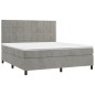 vidaXL Boxspringbett mit Matratze & LED Hellgrau 160x200 cm Samt vidaXL Boxspringbett mit Matratze & LED Hellgrau 160x200 cm Samt