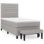 vidaXL Boxspringbett mit Matratze Hellgrau 90x190 cm Stoff vidaXL Boxspringbett mit Matratze Hellgrau 90x190 cm Stoff
