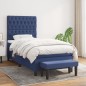 vidaXL Boxspringbett mit Matratze Blau 90x190 cm Stoff vidaXL Boxspringbett mit Matratze Blau 90x190 cm Stoff