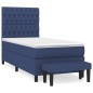 vidaXL Boxspringbett mit Matratze Blau 90x190 cm Stoff vidaXL Boxspringbett mit Matratze Blau 90x190 cm Stoff
