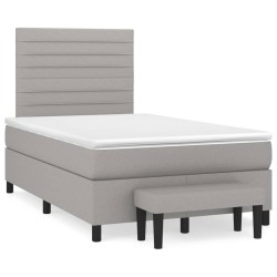 vidaXL Boxspringbett mit Matratze Hellgrau 120x200 cm Stoff