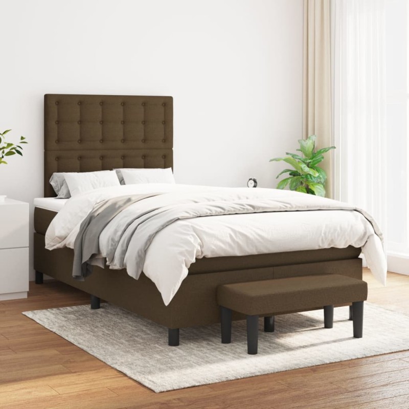vidaXL Boxspringbett mit Matratze Dunkelbraun 120x200 cm Stoff vidaXL Boxspringbett mit Matratze Dunkelbraun 120x200 cm Stoff