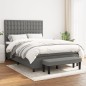 vidaXL Boxspringbett mit Matratze Dunkelgrau 140x190 cm Stoff vidaXL Boxspringbett mit Matratze Dunkelgrau 140x190 cm Stoff