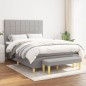 vidaXL Boxspringbett mit Matratze Hellgrau 140x190 cm Stoff vidaXL Boxspringbett mit Matratze Hellgrau 140x190 cm Stoff