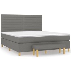 vidaXL Boxspringbett mit Matratze Dunkelgrau 160x200 cm Stoff