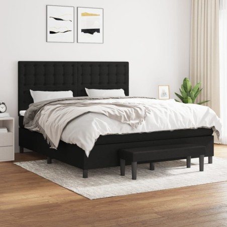 vidaXL Boxspringbett mit Matratze Schwarz 160x200 cm Stoff