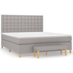 vidaXL Boxspringbett mit Matratze Hellgrau 160x200 cm Stoff