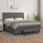 vidaXL Boxspringbett mit Matratze Grau 180x200 cm Kunstleder vidaXL Boxspringbett mit Matratze Grau 180x200 cm Kunstleder
