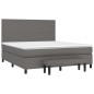 vidaXL Boxspringbett mit Matratze Grau 180x200 cm Kunstleder vidaXL Boxspringbett mit Matratze Grau 180x200 cm Kunstleder