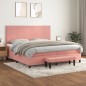 vidaXL Boxspringbett mit Matratze Rosa 200x200 cm Samt vidaXL Boxspringbett mit Matratze Rosa 200x200 cm Samt