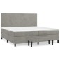 vidaXL Boxspringbett mit Matratze Hellgrau 200x200 cm Samt vidaXL Boxspringbett mit Matratze Hellgrau 200x200 cm Samt