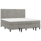 vidaXL Boxspringbett mit Matratze Hellgrau 200x200 cm Samt vidaXL Boxspringbett mit Matratze Hellgrau 200x200 cm Samt