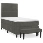 vidaXL Boxspringbett mit Matratze Dunkelgrau 90x200 cm Samt vidaXL Boxspringbett mit Matratze Dunkelgrau 90x200 cm Samt
