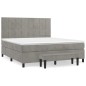 vidaXL Boxspringbett mit Matratze Hellgrau 160x200 cm Samt vidaXL Boxspringbett mit Matratze Hellgrau 160x200 cm Samt