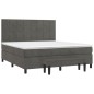 vidaXL Boxspringbett mit Matratze Dunkelgrau 180x200 cm Samt vidaXL Boxspringbett mit Matratze Dunkelgrau 180x200 cm Samt