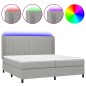 vidaXL Boxspringbett mit Matratze & LED Hellgrau 200x200 cm Stoff vidaXL Boxspringbett mit Matratze & LED Hellgrau 200x200 cm Stoff