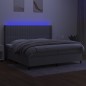 vidaXL Boxspringbett mit Matratze & LED Hellgrau 200x200 cm Stoff vidaXL Boxspringbett mit Matratze & LED Hellgrau 200x200 cm Stoff