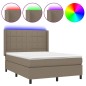vidaXL Boxspringbett mit Matratze & LED Taupe 140x200 cm Stoff vidaXL Boxspringbett mit Matratze & LED Taupe 140x200 cm Stoff