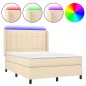 vidaXL Boxspringbett mit Matratze & LED Creme 140x190 cm Stoff vidaXL Boxspringbett mit Matratze & LED Creme 140x190 cm Stoff