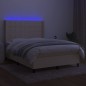 vidaXL Boxspringbett mit Matratze & LED Creme 140x190 cm Stoff vidaXL Boxspringbett mit Matratze & LED Creme 140x190 cm Stoff