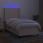 vidaXL Boxspringbett mit Matratze & LED Creme 100x200 cm Stoff vidaXL Boxspringbett mit Matratze & LED Creme 100x200 cm Stoff