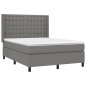 vidaXL Boxspringbett mit Matratze & LED Dunkelgrau 140x190 cm Stoff vidaXL Boxspringbett mit Matratze & LED Dunkelgrau 140x190 cm Stoff