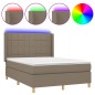 vidaXL Boxspringbett mit Matratze & LED Taupe 140x190 cm Stoff vidaXL Boxspringbett mit Matratze & LED Taupe 140x190 cm Stoff