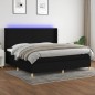vidaXL Boxspringbett mit Matratze & LED Schwarz 200x200 cm Stoff vidaXL Boxspringbett mit Matratze & LED Schwarz 200x200 cm Stoff